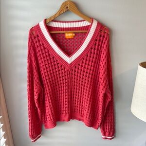 WHISPR Preppy‎ Polo Knit Vneck Sweater